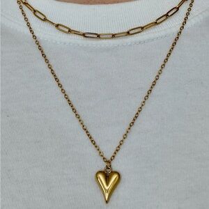 Gold Heart Charm Necklace